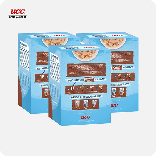 UCC Iced Creamy Chocolate Vanilla 3-in-1 Coffee Mix (Bundle of 3)