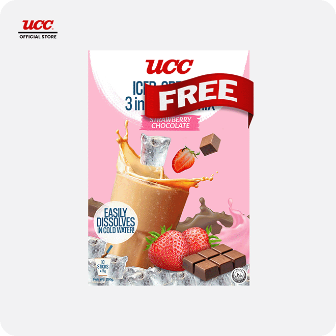 UCC Iced Creamy Fruity Strawberry Chocolate 3-in-1 Coffee Mix Buy 5 Get 1 Free (Bundle of 6)