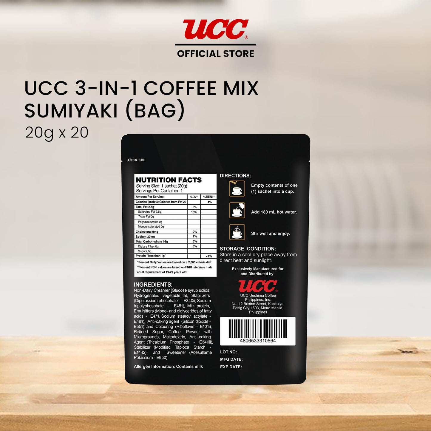 UCC 3-in-1 Sumiyaki Coffee Bag (20g x 10)