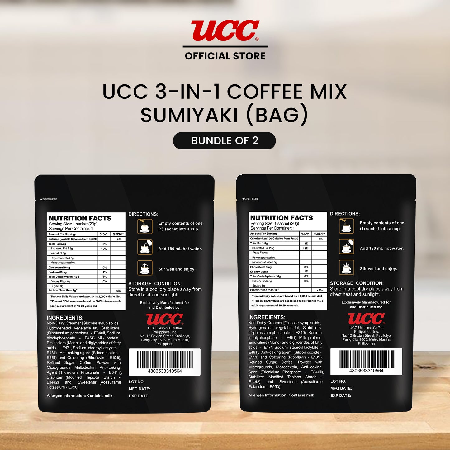 UCC 3-in-1 Sumiyaki Bag (Bundle of 2)