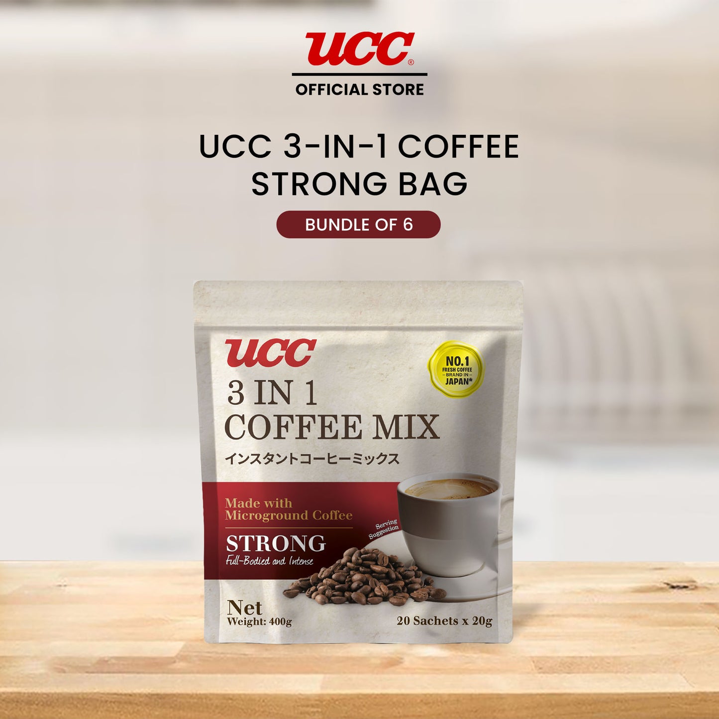 UCC 3-in-1 Coffee Strong Bag 20g x 20 (Bundle of 5) Plus 1 FREE