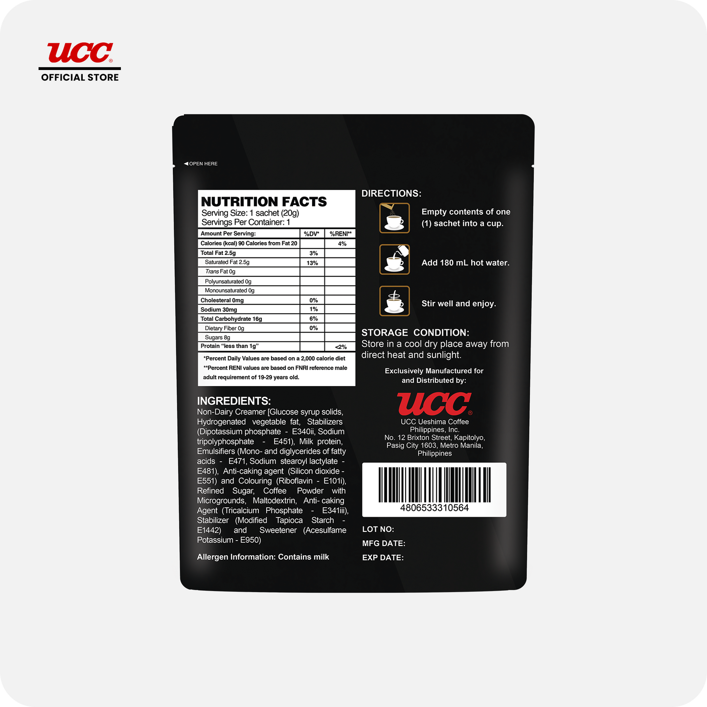 UCC 3-in-1 Sumiyaki Coffee Bag (20g x 20)