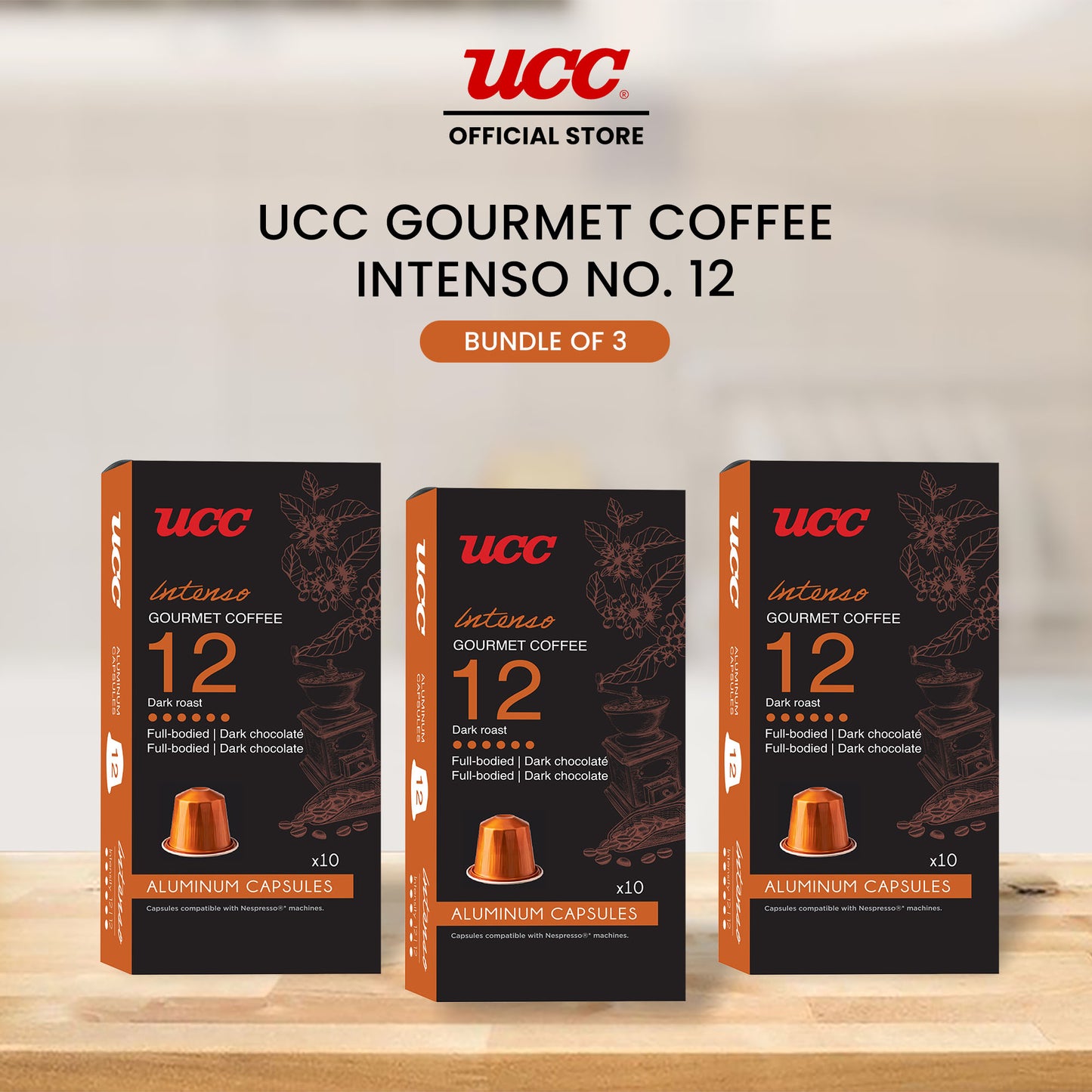 UCC Gourmet Coffee Intenso No. 12 (Bundle of 3) Compatible with Nespresso