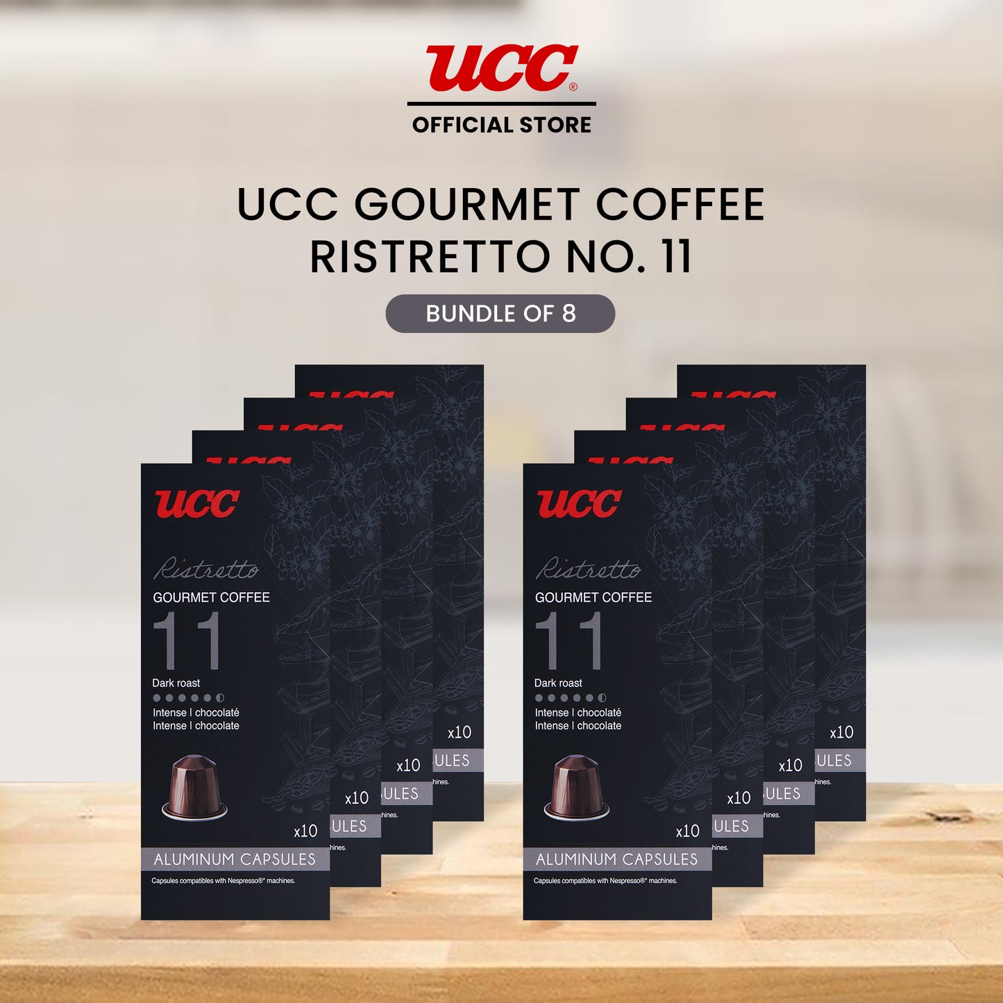 UCC Gourmet Coffee Capsule Ristretto No. 11 - Buy 6, Get 2 FREE (Bundle of 8)