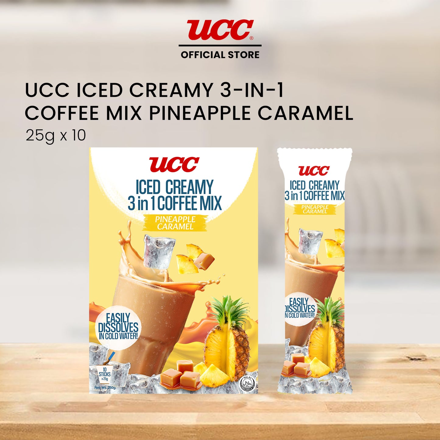 UCC Iced Creamy Fruity Pineapple Caramel 3-in-1 Coffee Mix