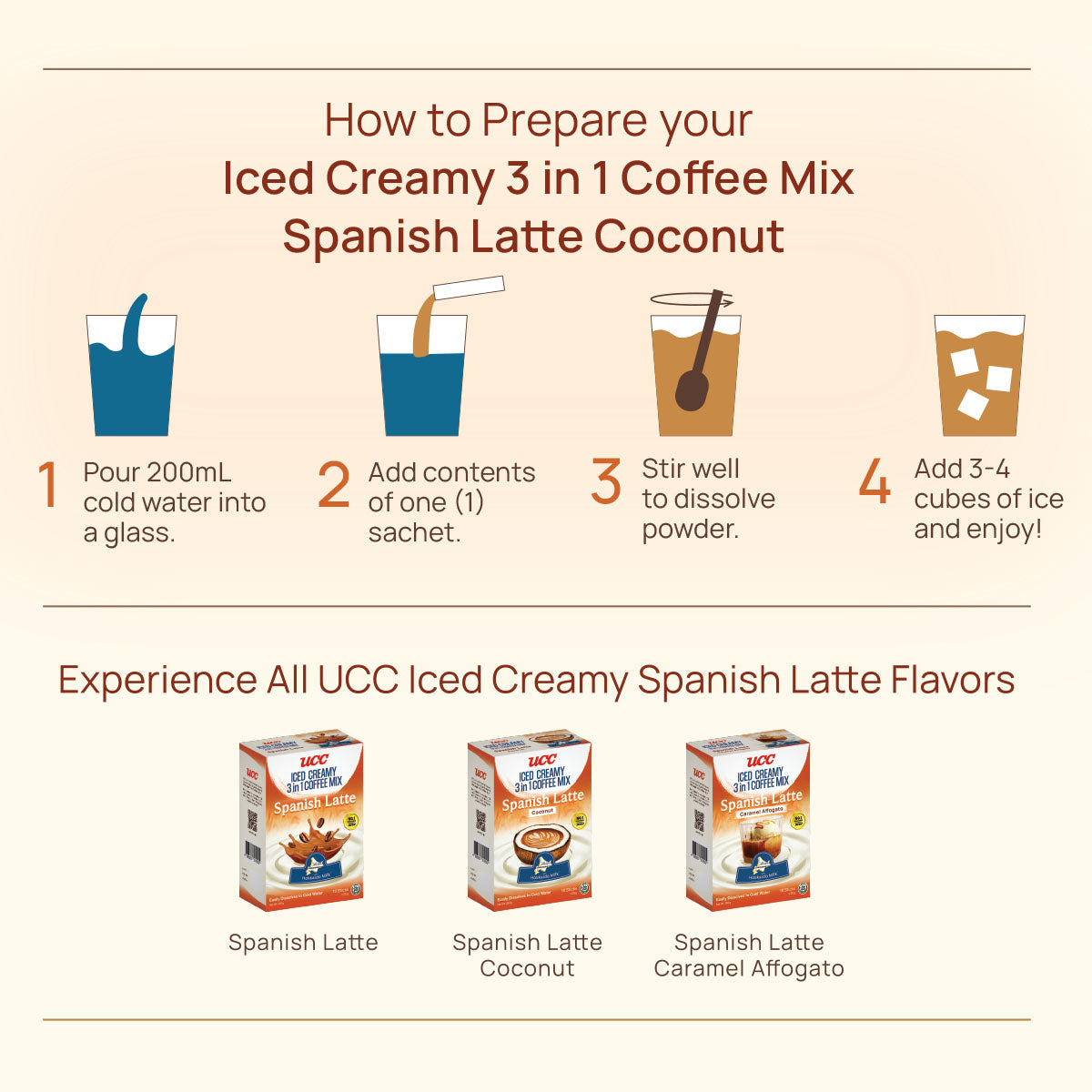 UCC Iced Creamy 3-in-1 Coffee Mix Spanish Latte Coconut (Bundle of 3)