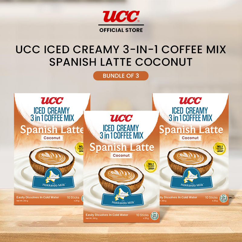 UCC Iced Creamy 3-in-1 Coffee Mix Spanish Latte Coconut (Bundle of 3)