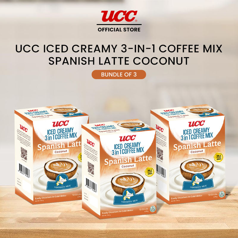 UCC Iced Creamy 3-in-1 Coffee Mix Spanish Latte Coconut (Bundle of 3)