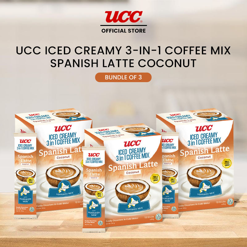 UCC Iced Creamy 3-in-1 Coffee Mix Spanish Latte Coconut (Bundle of 3)