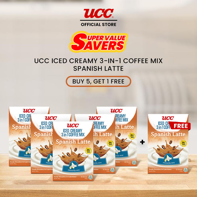 UCC Iced Creamy  3-in-1 Coffee Mix Spanish Latte Buy 5 Get 1 Free (Bundle of 6)
