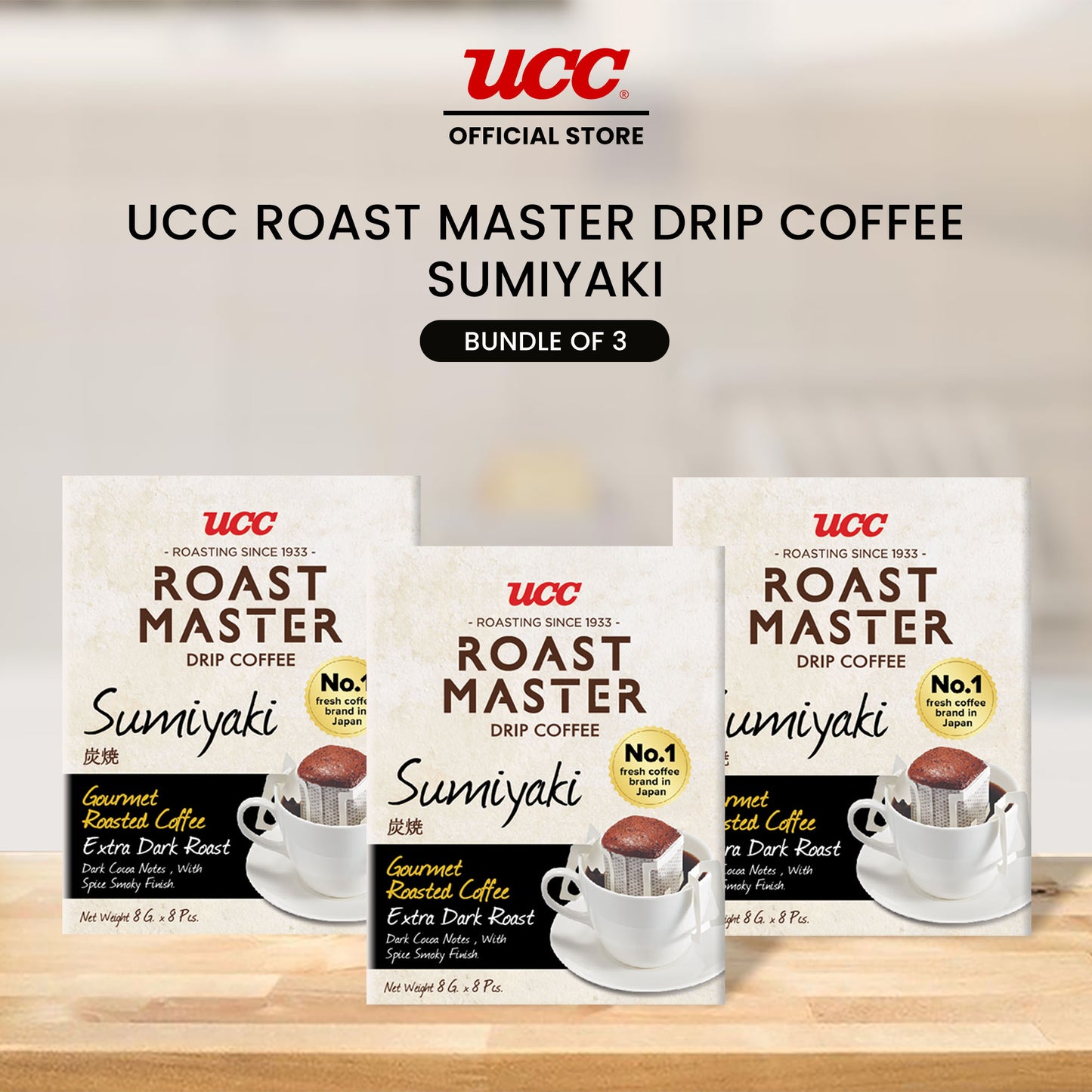 UCC Roast Master Drip Coffee Sumiyaki 8g (Bundle of 3)