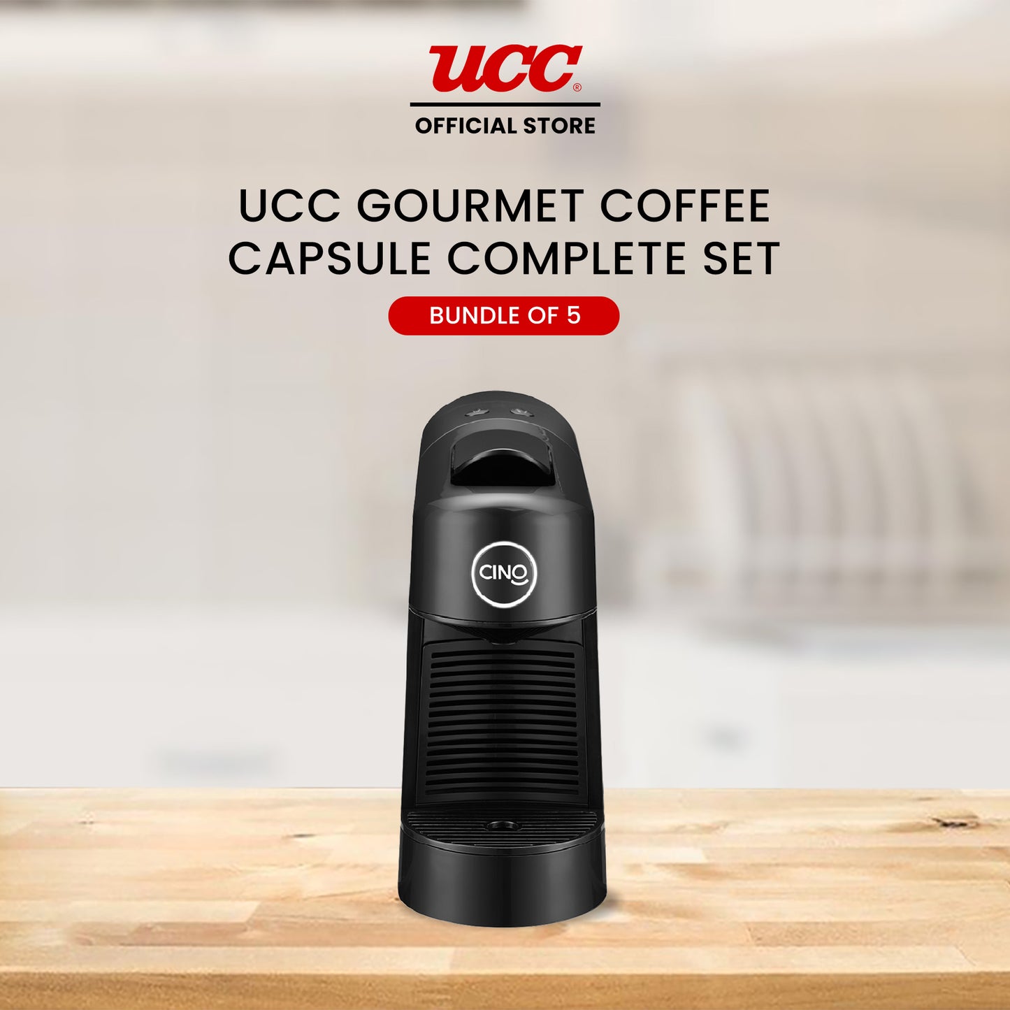 UCC Gourmet Coffee Capsule Complete Collection Compatible with Nespresso (Bundle of 5) with Cino Pinta Machine
