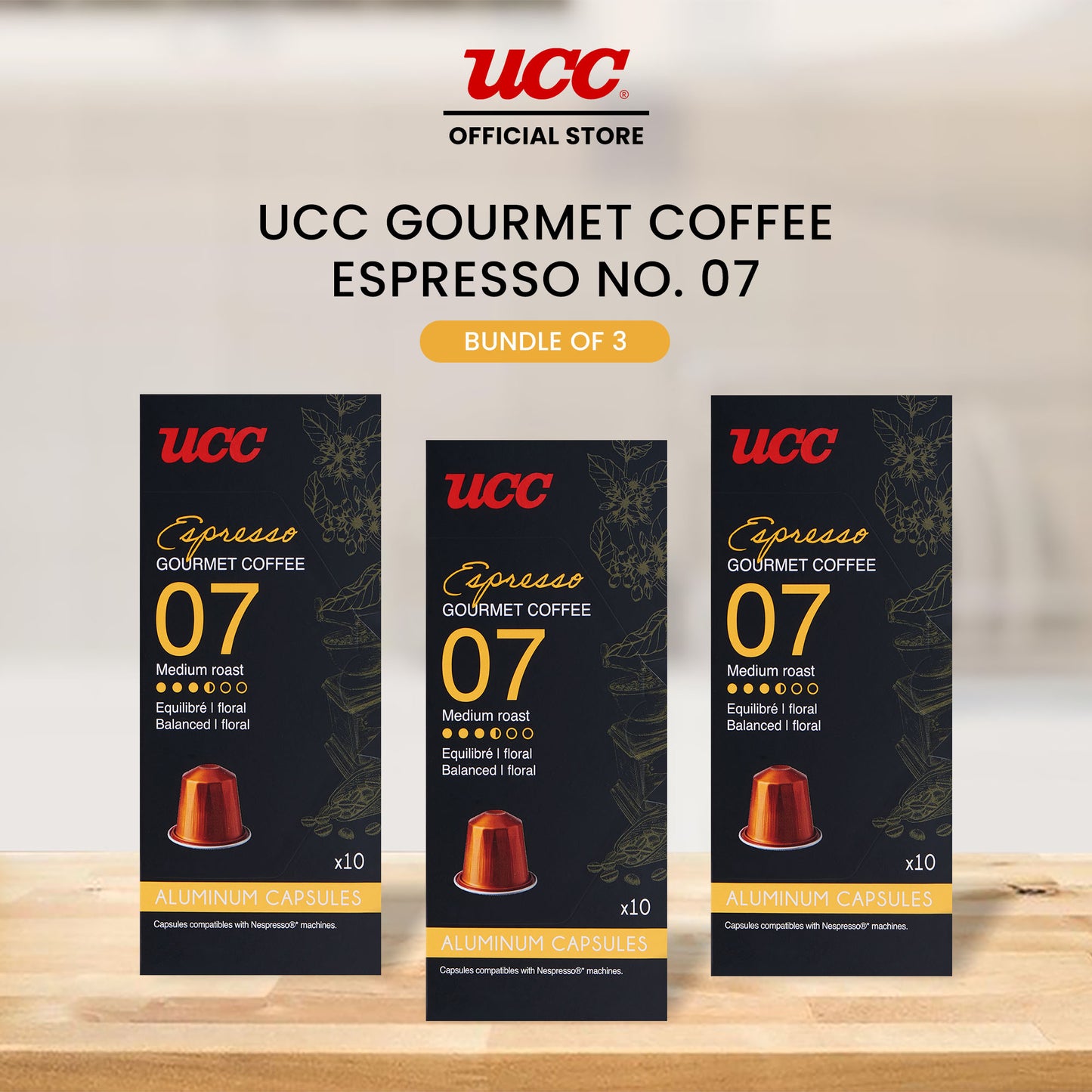 UCC Gourmet Coffee Capsule Espresso No. 07 (Bundle of 3) Compatible with Nespresso