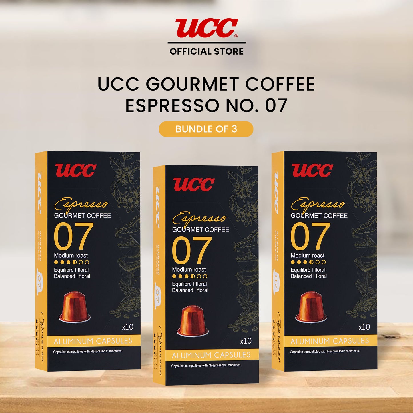 UCC Gourmet Coffee Capsule Espresso No. 07 (Bundle of 3) Compatible with Nespresso