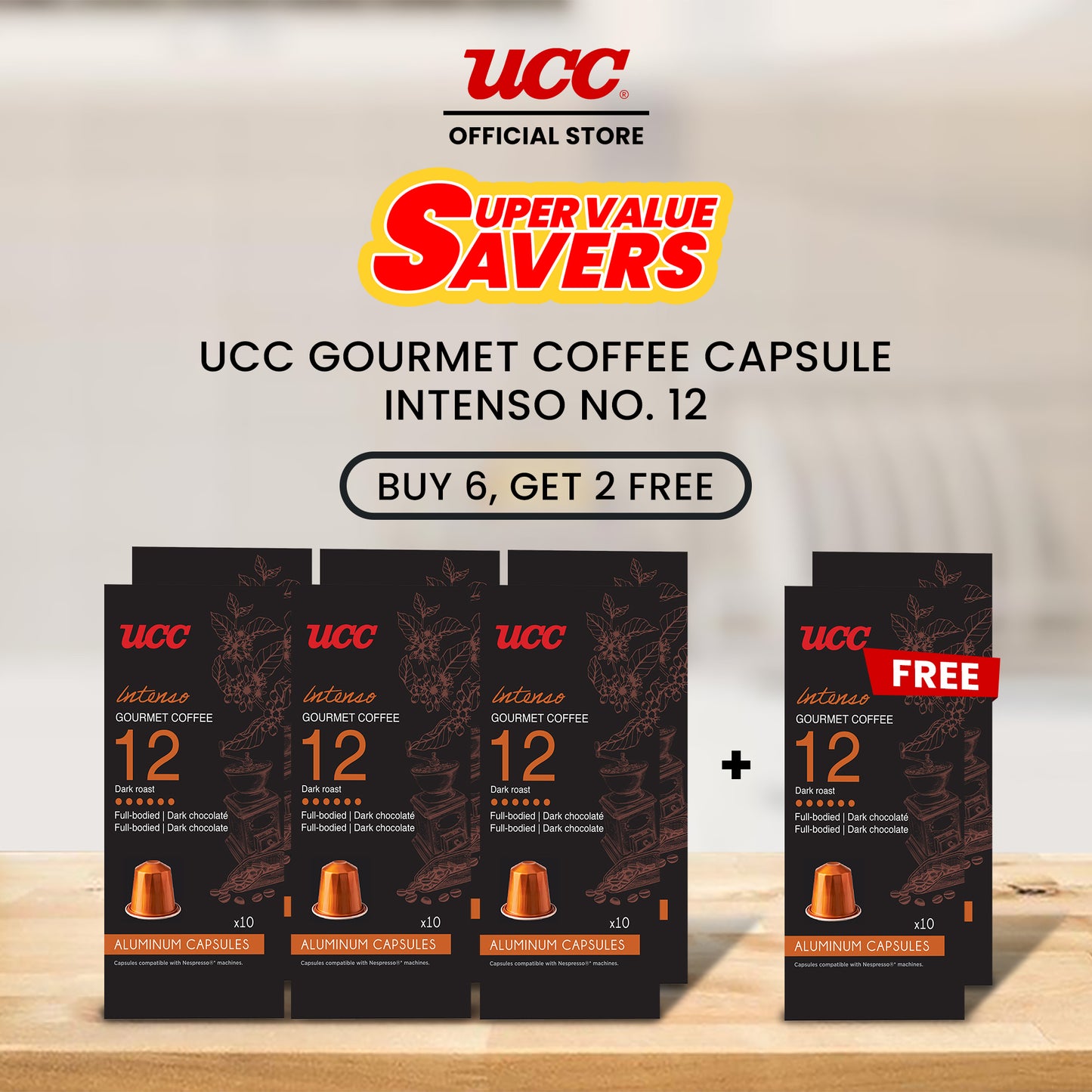 UCC Gourmet Coffee Intenso No. 12 - Buy 6, Get 2 FREE (Bundle of 8)