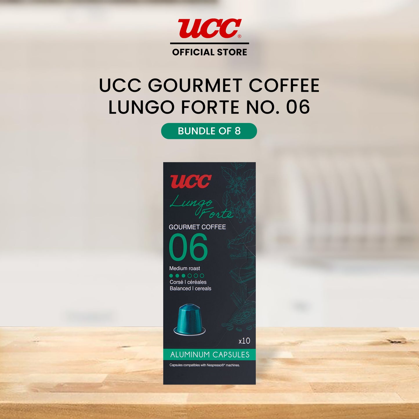 UCC Gourmet Coffee Capsule Lungo Forte No. 06 - Buy 6, Get 2 FREE (Bundle of 8)