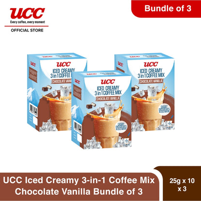UCC Iced Creamy Chocolate Vanilla 3-in-1 Coffee Mix (Bundle of 3)