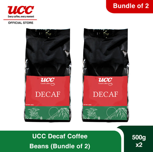 UCC Decaf Roasted Whole Coffee Beans (Bundle of 2) 500g x 2