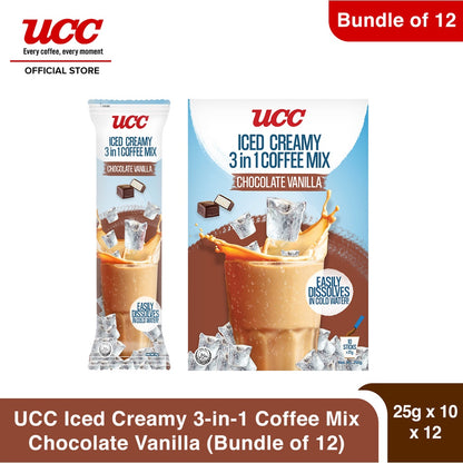 UCC Iced Creamy Chocolate Vanilla 3-in-1 Coffee Mix 25g x 10 (Bundle of 12)