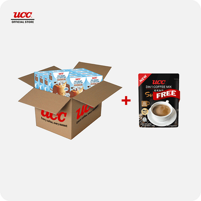 UCC Iced Creamy Chocolate Vanilla 3-in-1 Coffee Mix (Bundle of 12) with Free UCC Sumiyaki Instant Coffee 100g