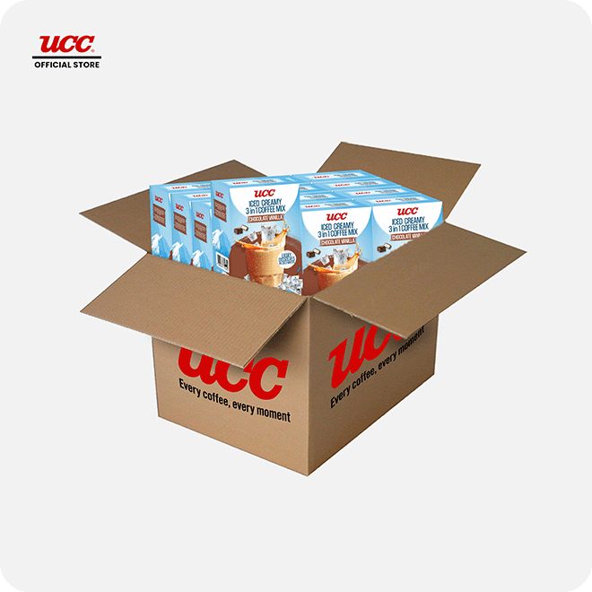 UCC Iced Creamy Chocolate Vanilla 3-in-1 Coffee Mix (Bundle of 12) with Free UCC Sumiyaki Instant Coffee 100g