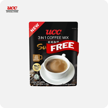 UCC Iced Creamy Chocolate Vanilla 3-in-1 Coffee Mix (Bundle of 12) with Free UCC Sumiyaki Instant Coffee 100g