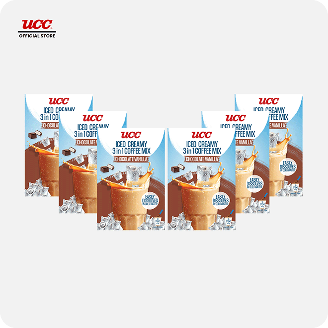 UCC Iced Creamy Chocolate Vanilla 3-in-1 Coffee Mix 25g x 10 (Bundle of 5) Plus 1 FREE