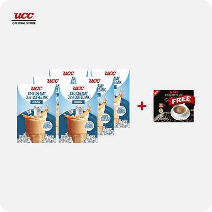 UCC Iced Creamy 3-in-1 Coffee Mix (Bundle of 6) with Free UCC 3-in-1 Sumiyaki Box