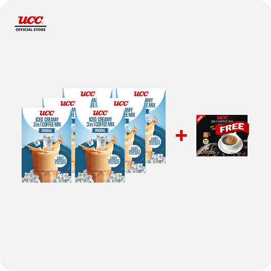 UCC Iced Creamy 3-in-1 Coffee Mix (Bundle of 6) with Free UCC 3-in-1 Sumiyaki Box