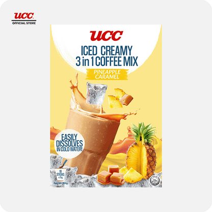 UCC Iced Creamy Fruity Pineapple Caramel 3-in-1 Coffee Mix (Bundle of 12)