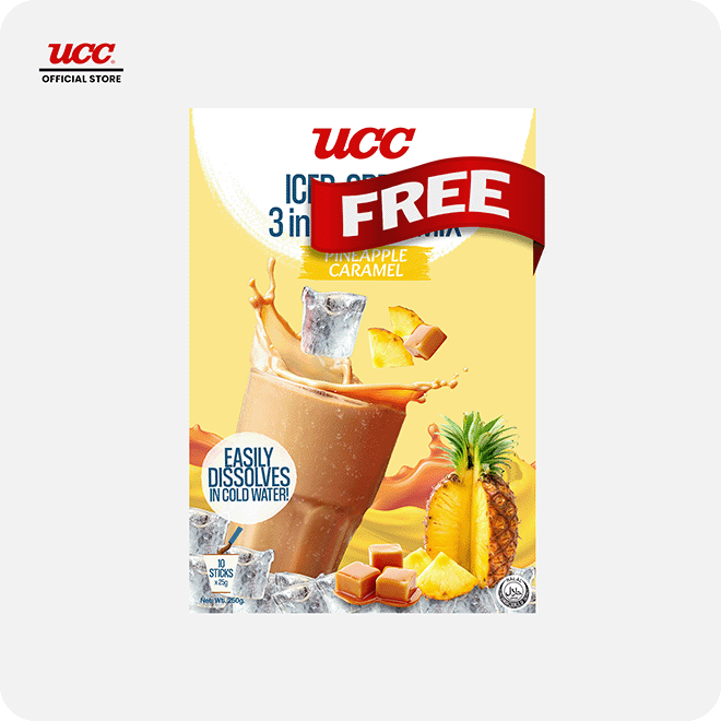 UCC Iced Creamy Fruity Pineapple Caramel 3-in-1 Coffee Mix Buy 5 Get 1 Free (Bundle of 6)
