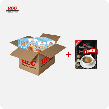 UCC Iced Creamy Salted Caramel 3-in-1 Coffee Mix (Bundle of 12) with Free UCC Sumiyaki Instant Coffee 100g
