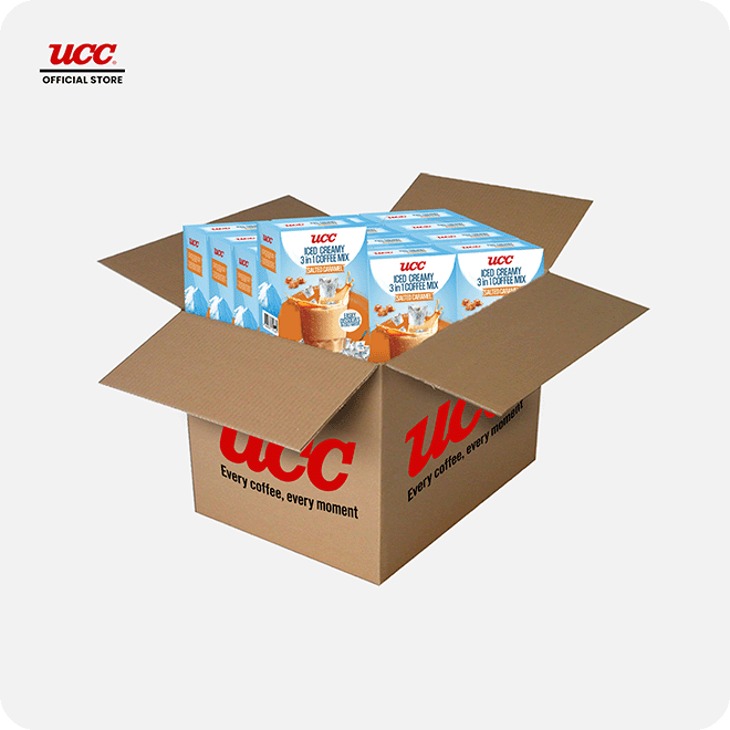 UCC Iced Creamy Salted Caramel 3-in-1 Coffee Mix (Bundle of 12) with Free UCC Sumiyaki Instant Coffee 100g
