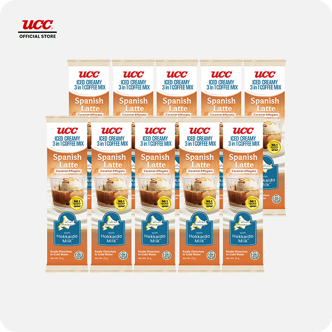 UCC Iced Creamy  3-in-1 Coffee Mix Spanish Latte Caramel Affogato