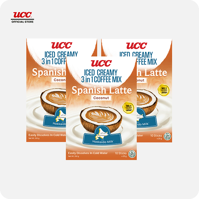 UCC Iced Creamy 3-in-1 Coffee Mix Spanish Latte Coconut (Bundle of 3)