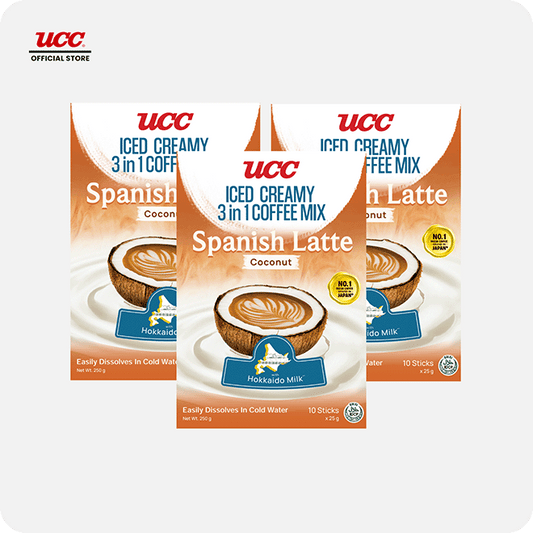 UCC Iced Creamy 3-in-1 Coffee Mix Spanish Latte Coconut (Bundle of 3)