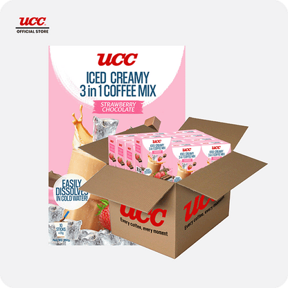 UCC Iced Creamy Fruity Strawberry Chocolate 3-in-1 Coffee Mix (Bundle of 12)