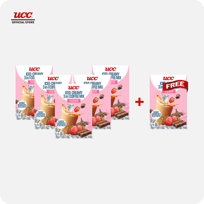 UCC Iced Creamy Fruity Strawberry Chocolate 3-in-1 Coffee Mix Buy 5 Get 1 Free (Bundle of 6)