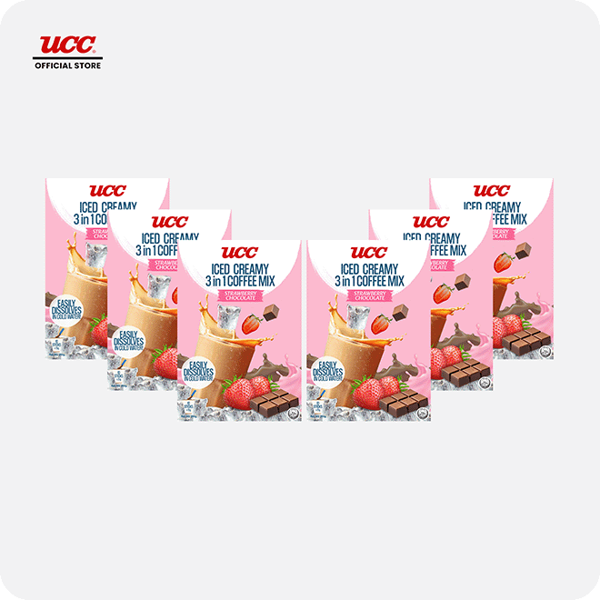 UCC Iced Creamy Fruity Strawberry Chocolate 3-in-1 Coffee Mix Buy 5 Get 1 Free (Bundle of 6)