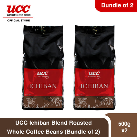 UCC Ichiban Blend Roasted Whole Coffee Beans 500g (Bundle of 2)