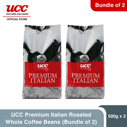 UCC Premium Italian Roasted Whole Coffee Beans 500g (Bundle of 2)