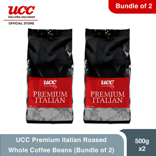 UCC Premium Italian Roasted Whole Coffee Beans 500g (Bundle of 2)