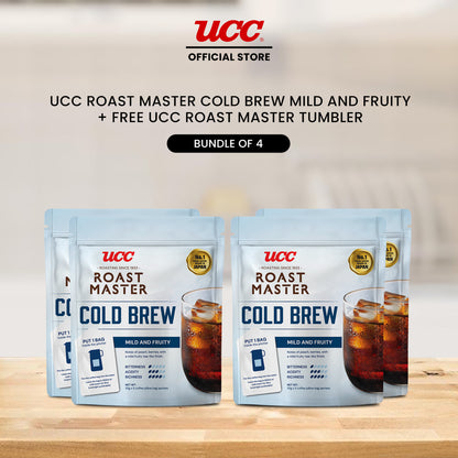 UCC Roast Master Cold Brew Mild and Fruity 35g (Bundle of 4) with Free Roast Master Tumbler