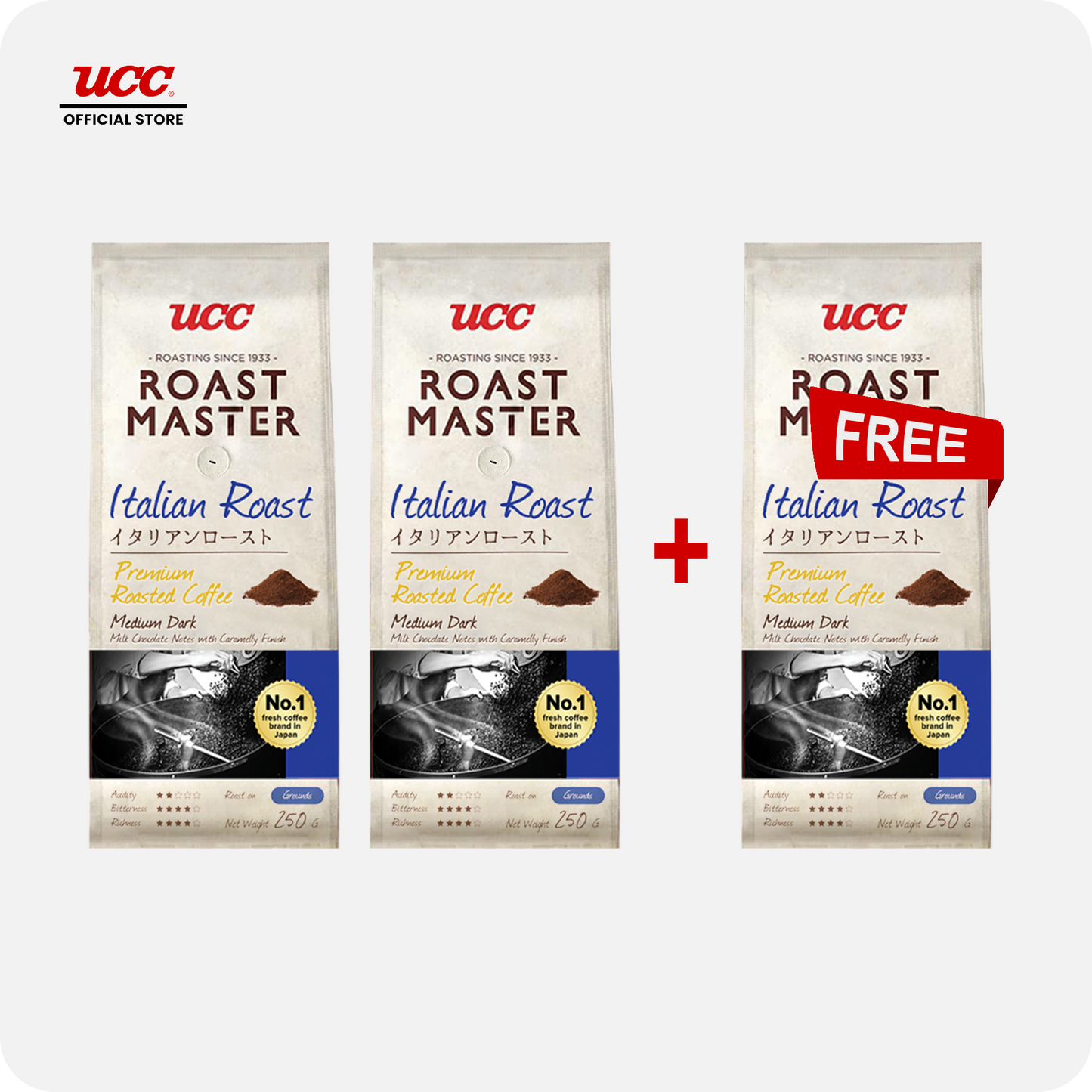 UCC Roast Master Italian Roast Ground Coffee 250g Buy 2, Get 1 Free
