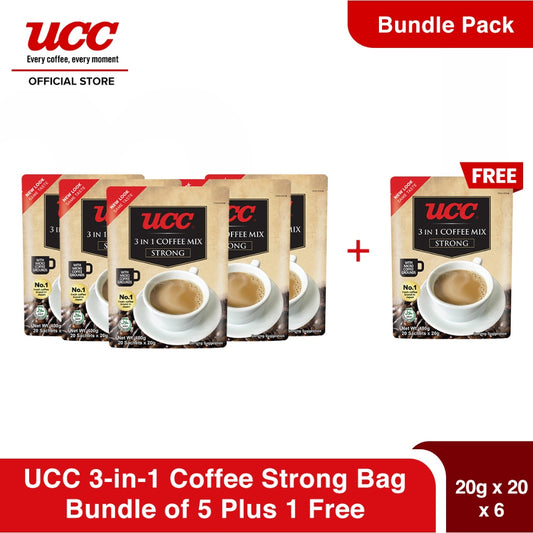 UCC 3-in-1 Coffee Strong Bag 20g x 20 (Bundle of 5) Plus 1 FREE
