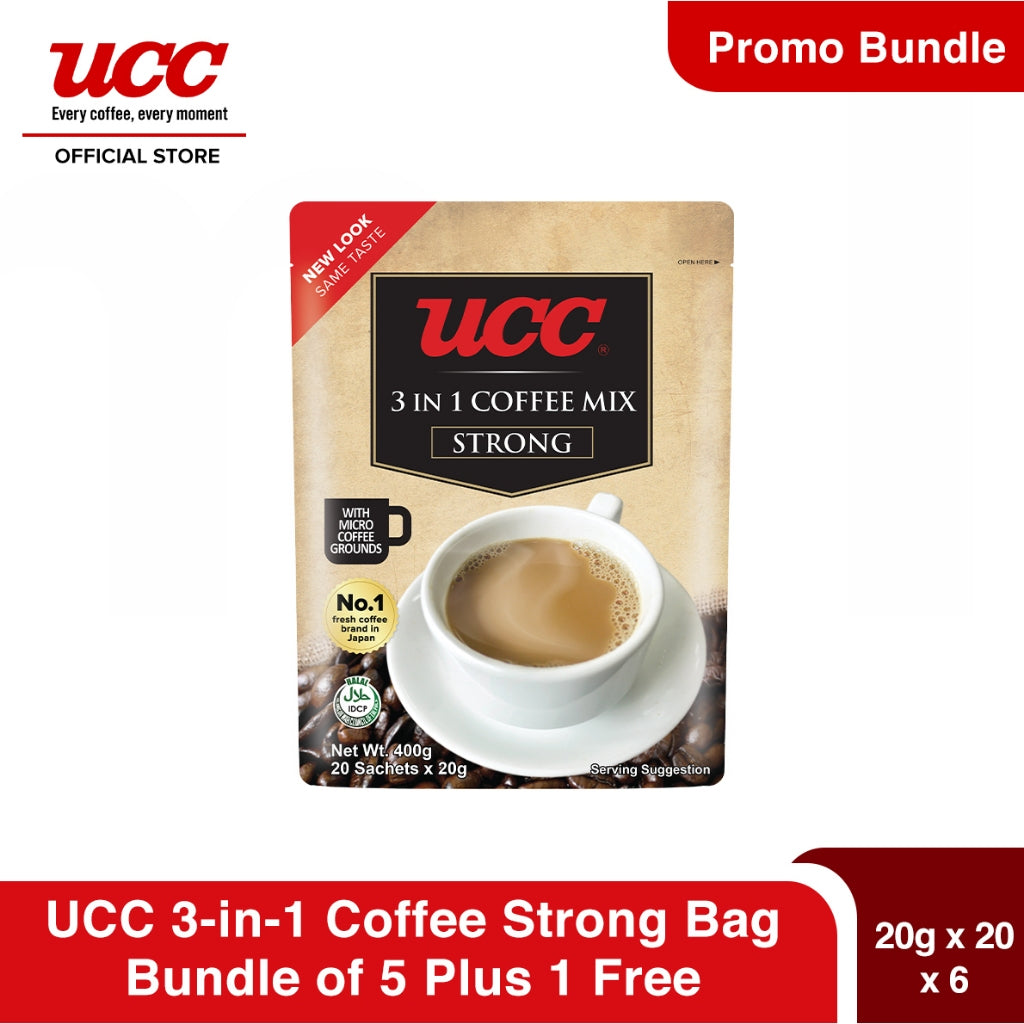 UCC 3-in-1 Coffee Strong Bag 20g x 20 (Bundle of 5) Plus 1 FREE