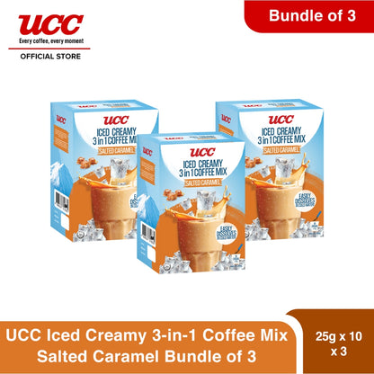 UCC Iced Creamy Salted Caramel 3-in-1 Coffee Mix (Bundle of 3)
