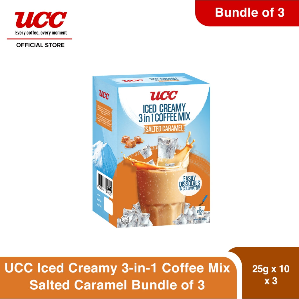 UCC Iced Creamy Salted Caramel 3-in-1 Coffee Mix (Bundle of 3)