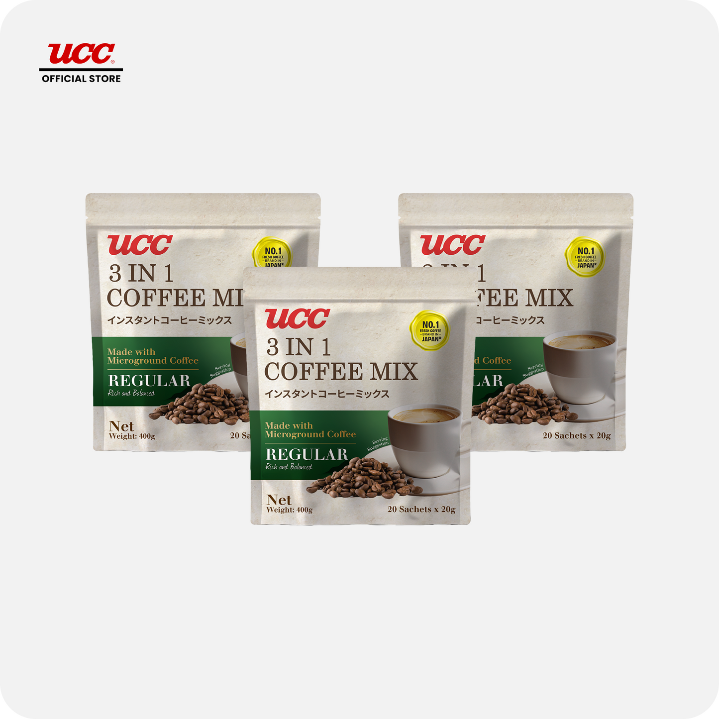 UCC 3-in-1 Coffee Regular Bag 20g x 20 (Bundle of 3)