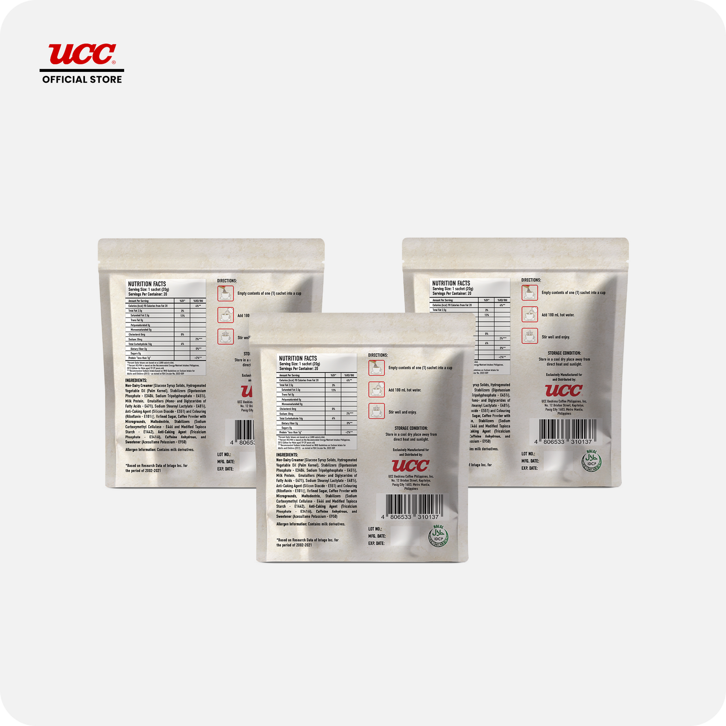 UCC 3-in-1 Coffee Strong Bag 20g x 20 (Bundle of 3)